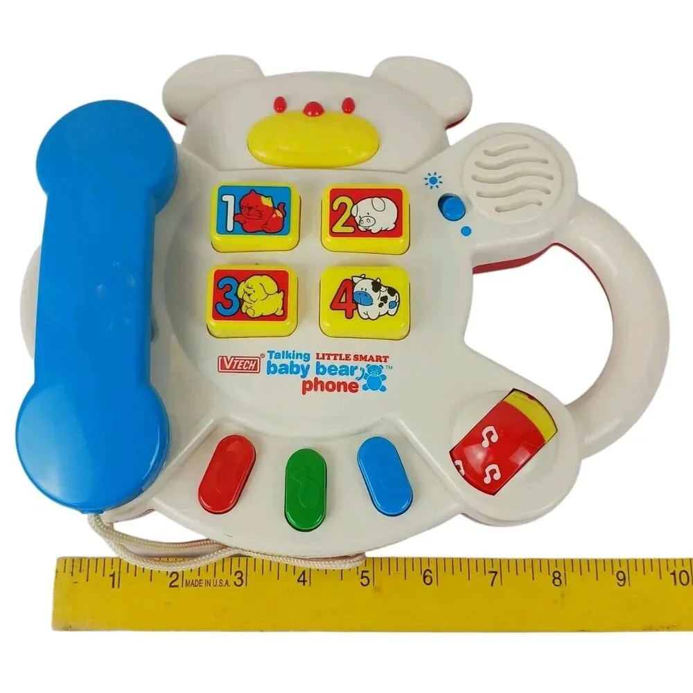 Vintage V-Tech Little Smart-Talking Baby Bear Phone Music & Animals Sounds 90's